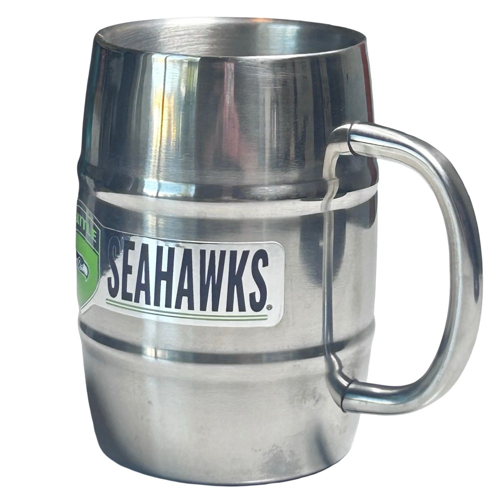 Seattle Seahawks Stainless Steel‎ Double Wall Barrel Keg Mug 16 oz NFL Football